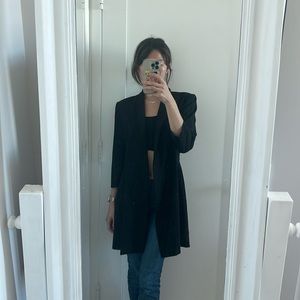 Alice and olivia black 3/4 sleeve open blazer jacket dress